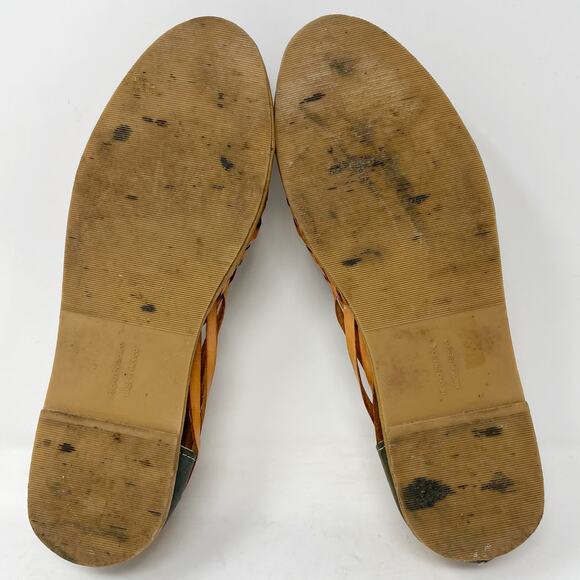 Colorful Leather Huaraches Size MX 5 US 7.5 Women Sandals Green Tan - Picture 6 of 7